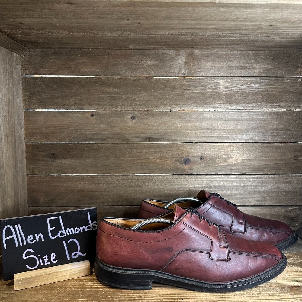 Mens Allen Edmonds Hillcrest Brown Leather‎ Dressy Plain Toe Oxfords Size 12 D